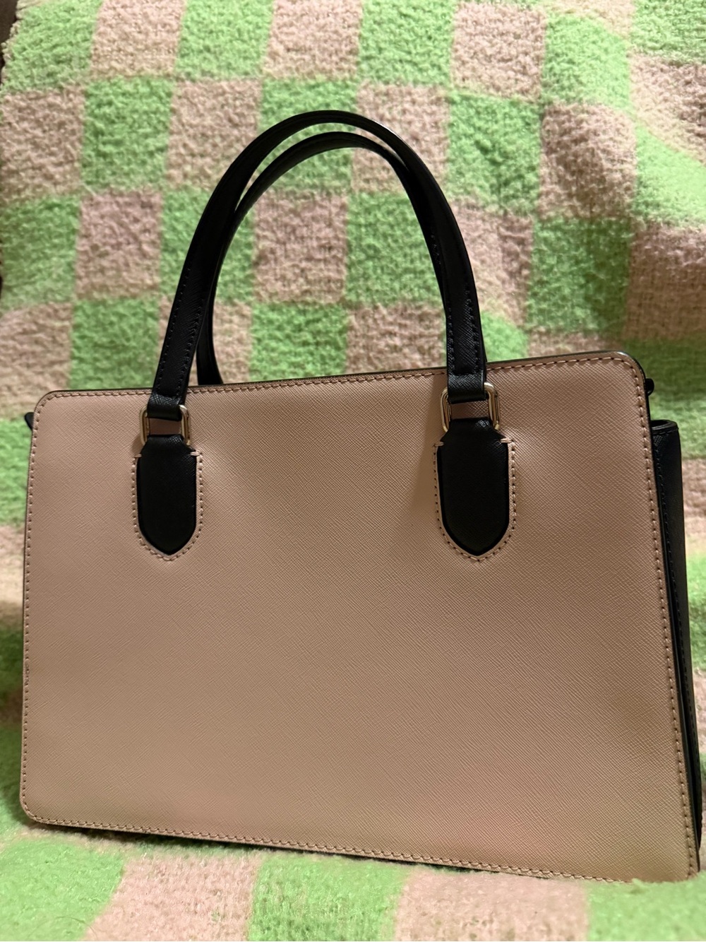 kate spade Blush and Black Double-Handle Satchel - Picture 2 of 4